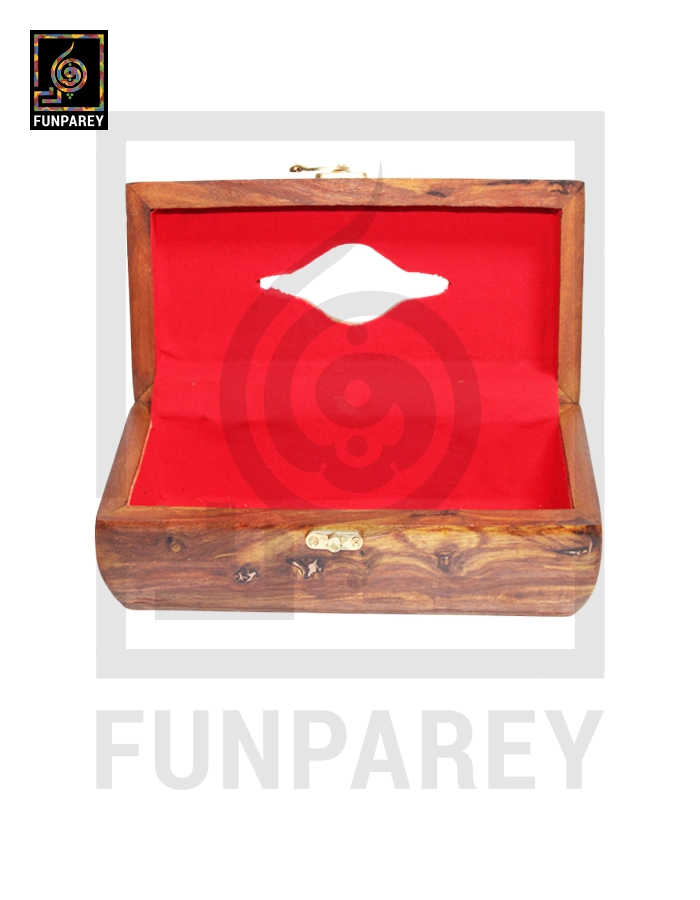 Hand Carved Wooden Ideal Slim Tissue Box - Rounded Sides