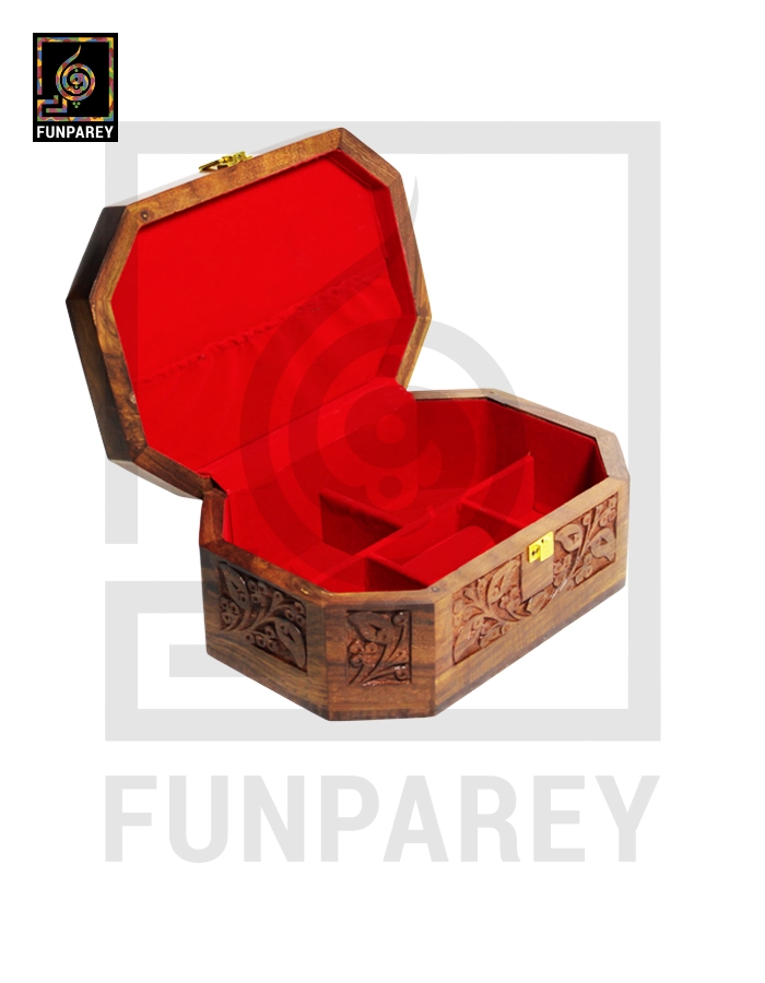 Handcrafted Octagonal Compartmentalized Wooden Jewelry Box