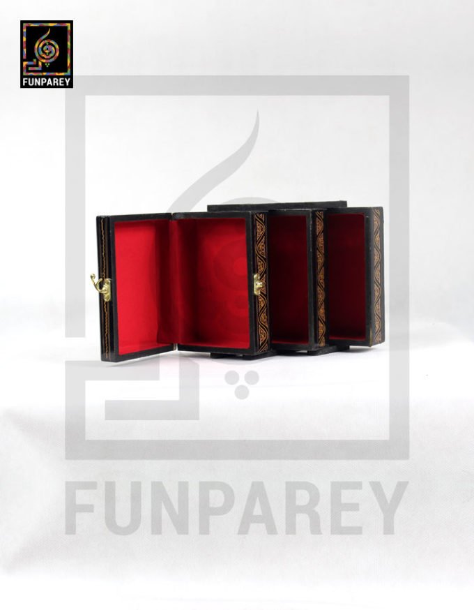 Wooden Cantilever Jewelry Box 4/6 with Lacquer Art
