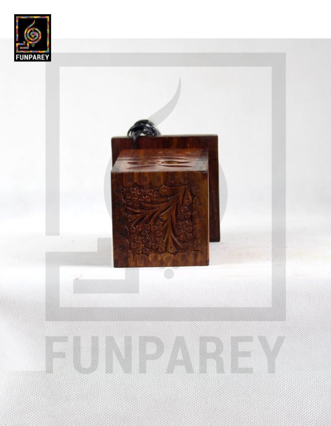 Hand Carved Wooden Lamp Small With Cut Work