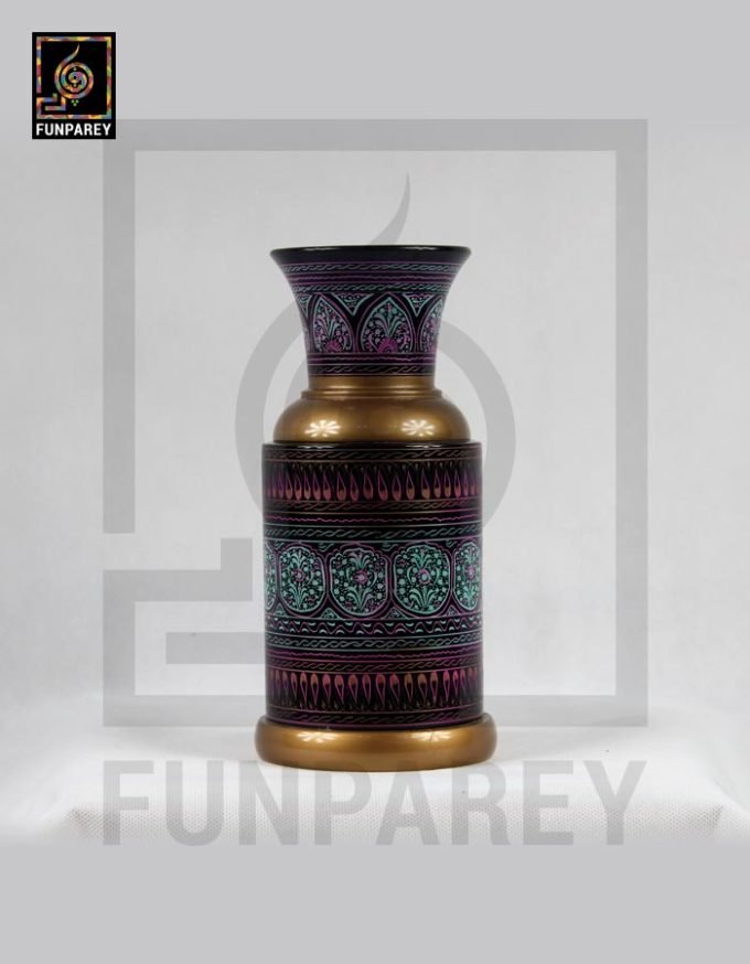 Wooden Vase Essex with Lacquer Art