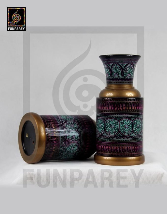 Wooden Vase Essex with Lacquer Art