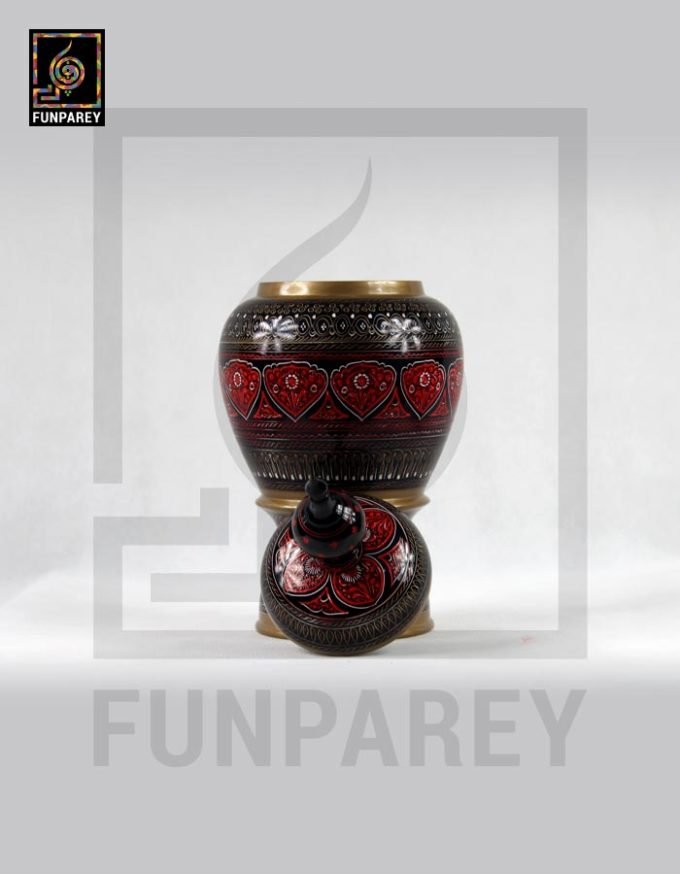 Wooden Candy Jar 7" with Lacquer Art