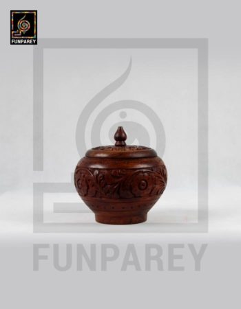 Hand Carved Wooden Candy Jar 5"