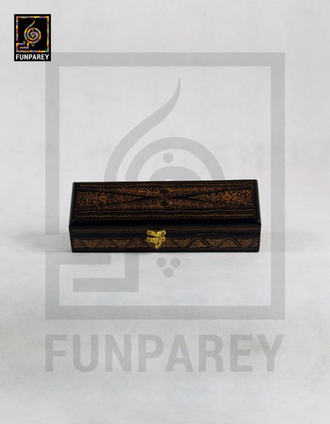Wooden Stationery Box Slim With Lacquer Art