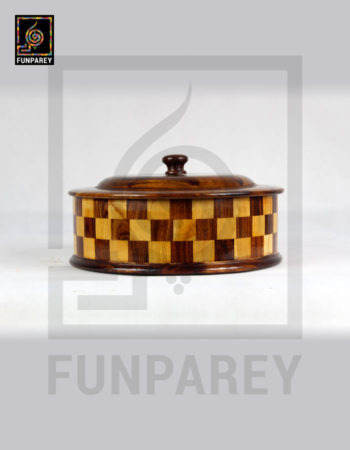 Wooden Hot Pot 12" Flat With Chequered Design