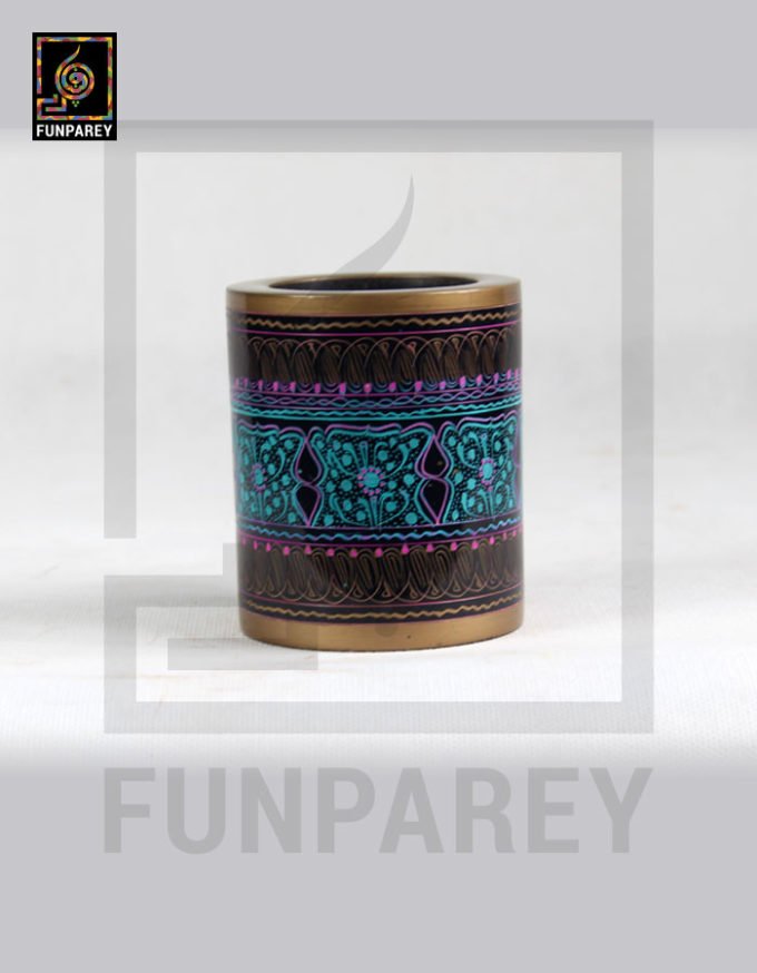 Accessory Jar Cylindrical with Lacquer Art