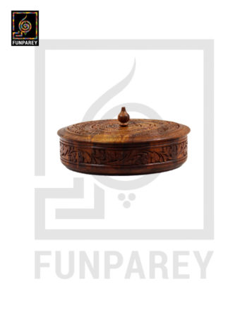 10 inch Hand Carved Wooden Dry Fruit Bowl With Compartments