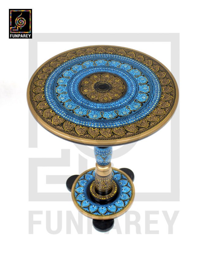 Wooden Table with Nakshi Art - 16"