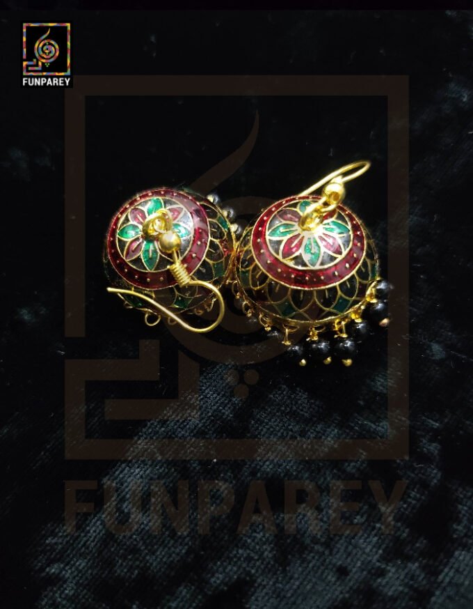 Ethnic Tribal Metallic Earrings "Czarina Red"