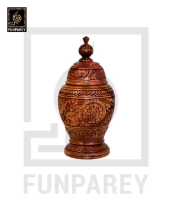 Hand Carved Wooden Jar 12″