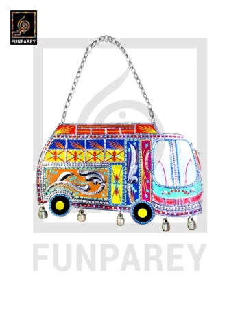 Handmade Truck Art Chamak Patti Wall Hanging Plate Bus Model