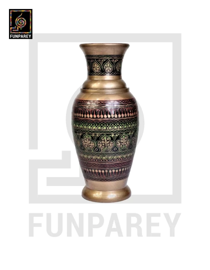 Wooden Vase 12" Slim with Nakshi Art Fauji