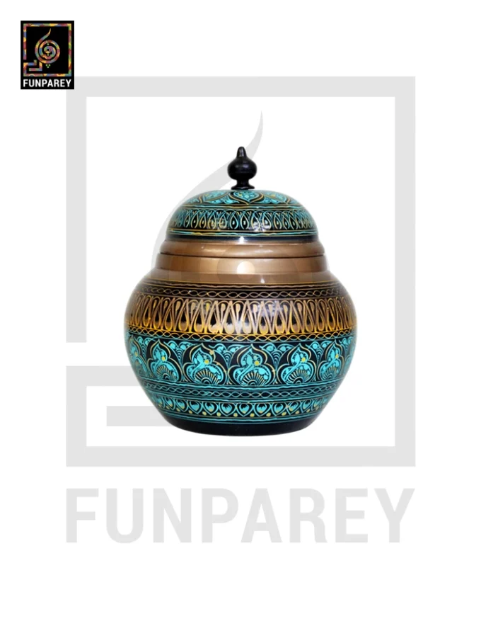 Dome Candy Jar with Nakshi Art - Classy Cyan