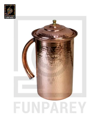 Galvanized Copper Jug With Hammered Design 10"