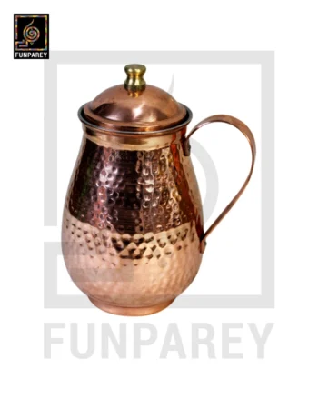 Galvanized Copper Jug With Hammered Design 9"