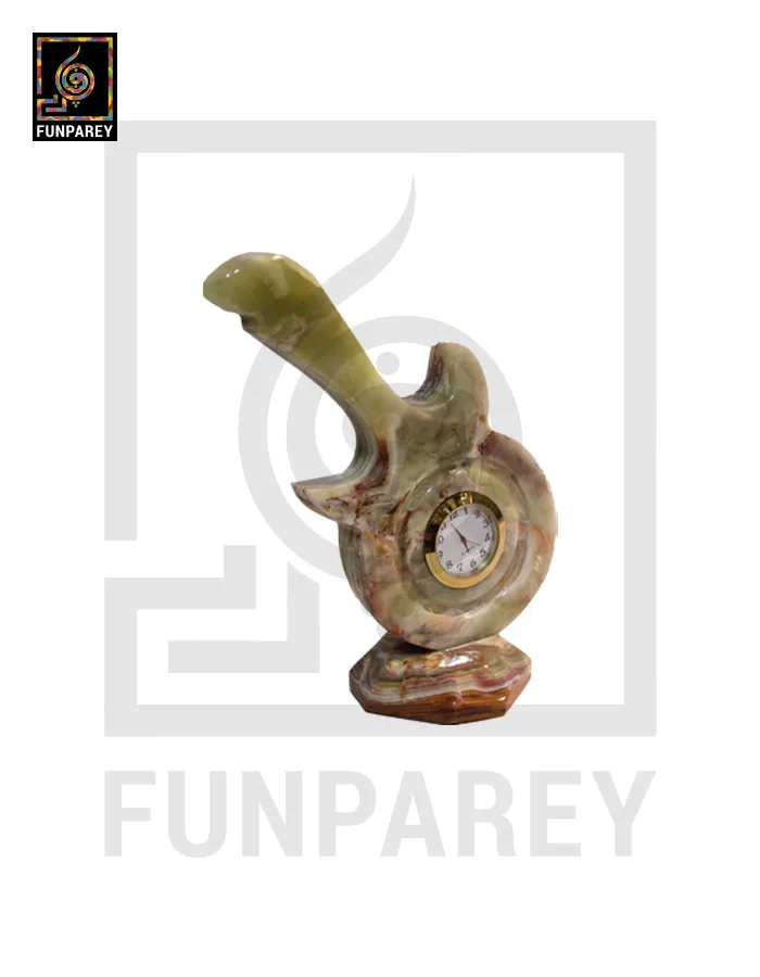 Onyx Stone Guitar Shaped 9" Table Clock