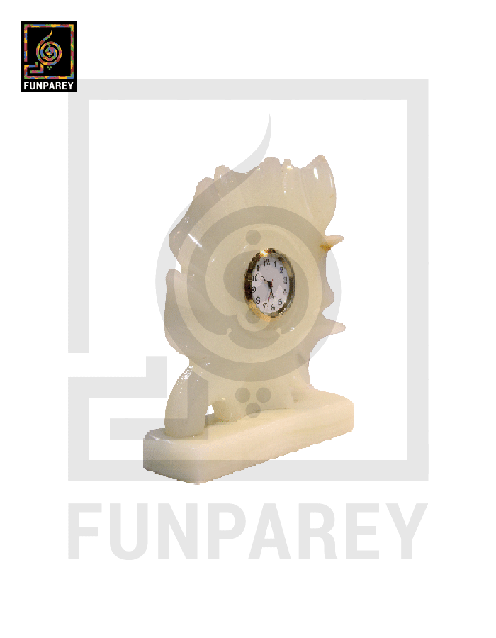 Onyx Stone Leaf Shaped 6" Table Clock