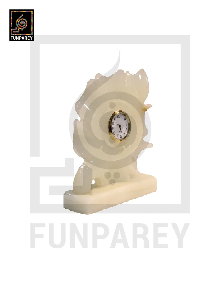 Onyx Stone Leaf Shaped 6" Table Clock
