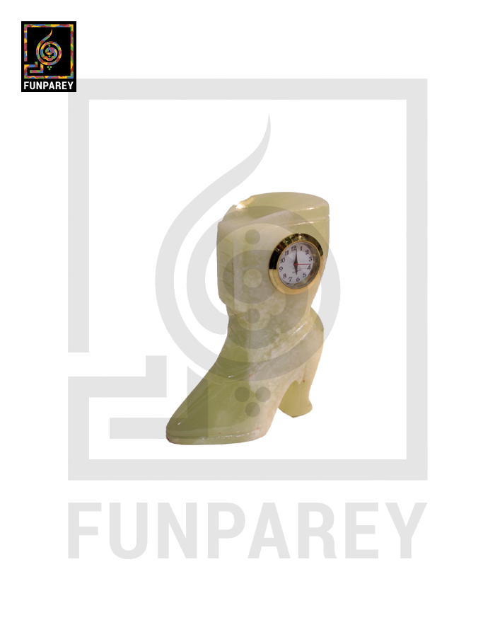 Onyx Stone Shoe Shaped Table Clock 4"