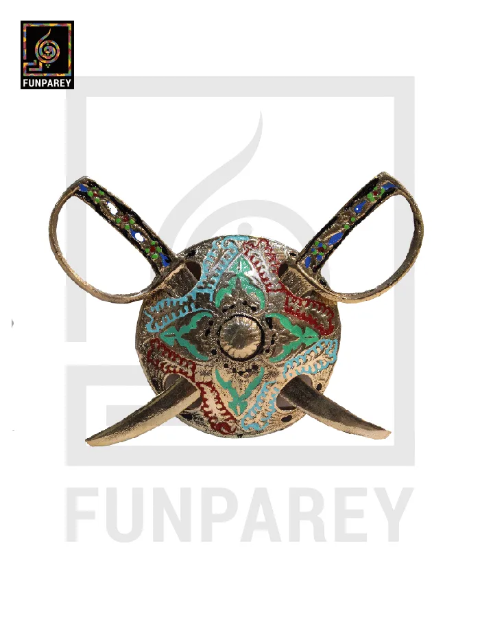 Brass Multicolor Decorative Crossed Swords (Small) Wall Hanging