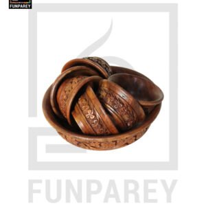 Hand Carved Wooden Bowl Set Small 8"
