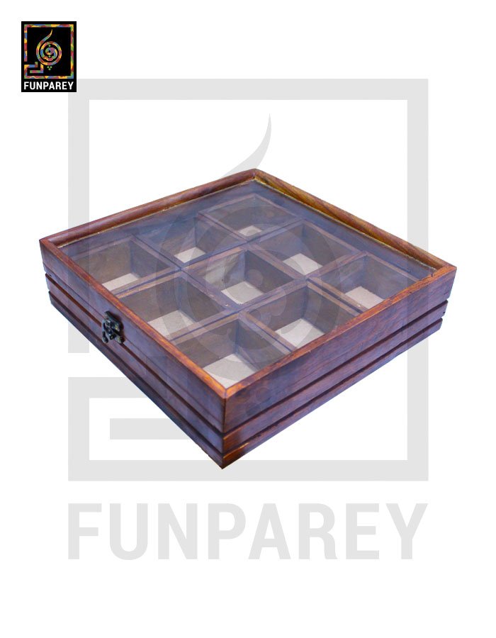 Handmade Wooden Storage Box with Removable Partitions 12/12 (Masala Box)