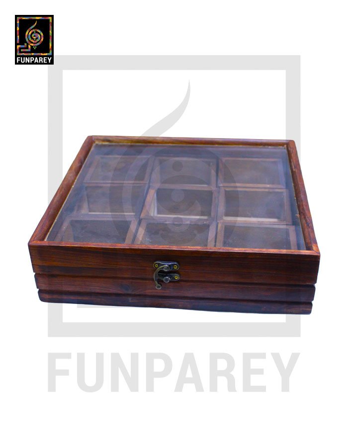 Handmade Wooden Storage Box with Removable Partitions 12/12 (Masala Box)
