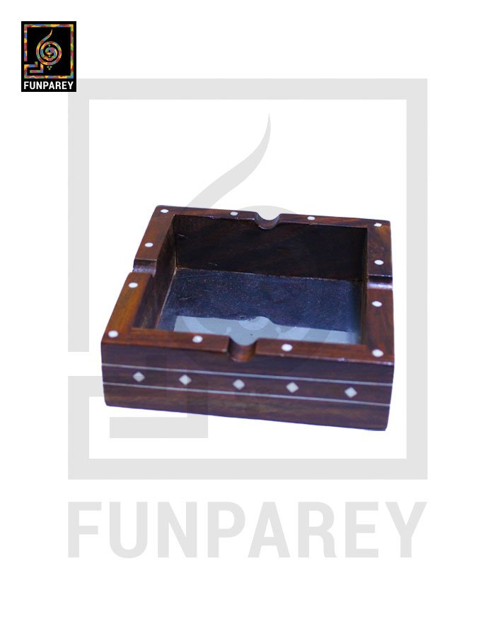 Handmade Wooden Ashtray with Fiber Inlay 5x5