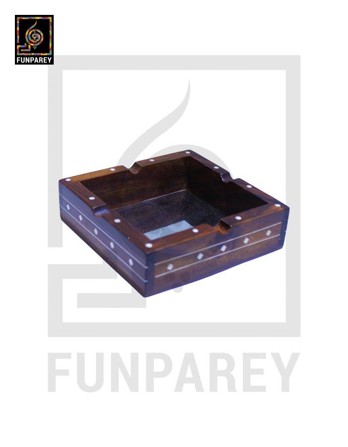 Handmade Wooden Ashtray with Fiber Inlay 6x6