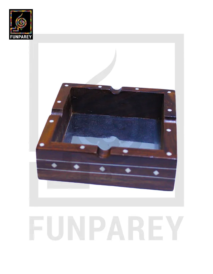 Handmade Wooden Ashtray with Fiber Inlay 6x6