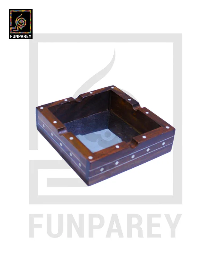 Handmade Wooden Ashtray with Fiber Inlay 6x6