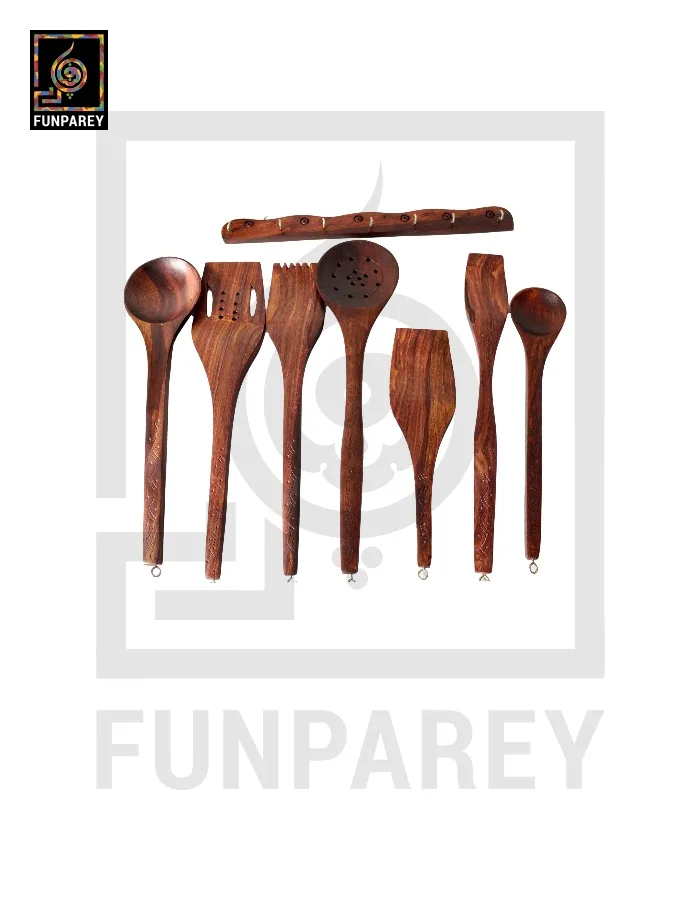 Wooden Spoon Set with Carving Works