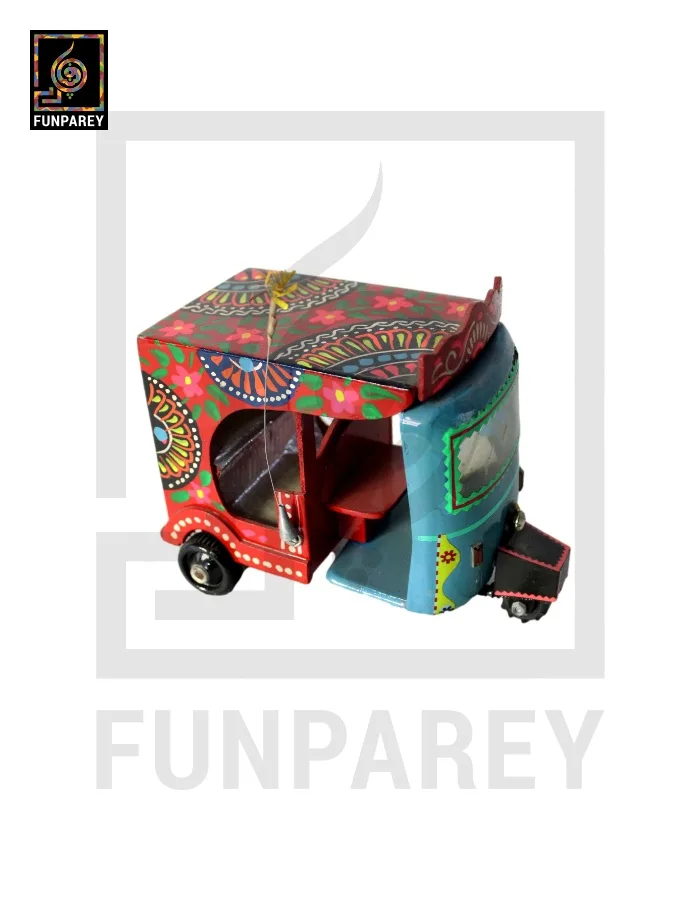 Handmade Wooden Colorful Rickshaw with Truck Art