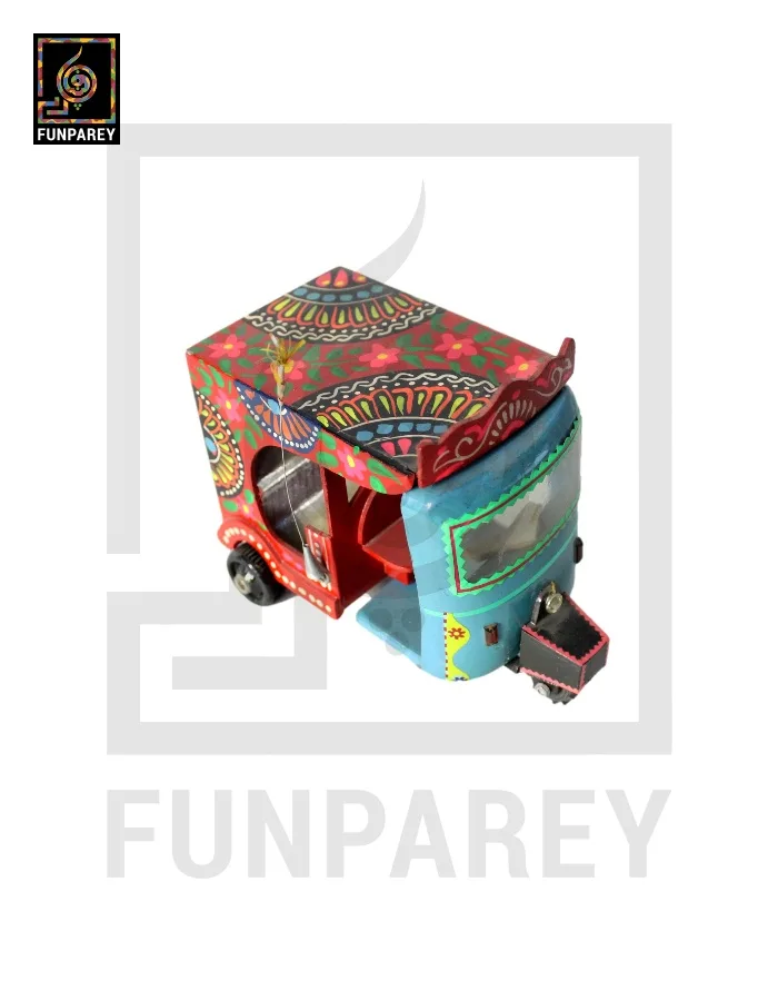 Handmade Wooden Colorful Rickshaw with Truck Art
