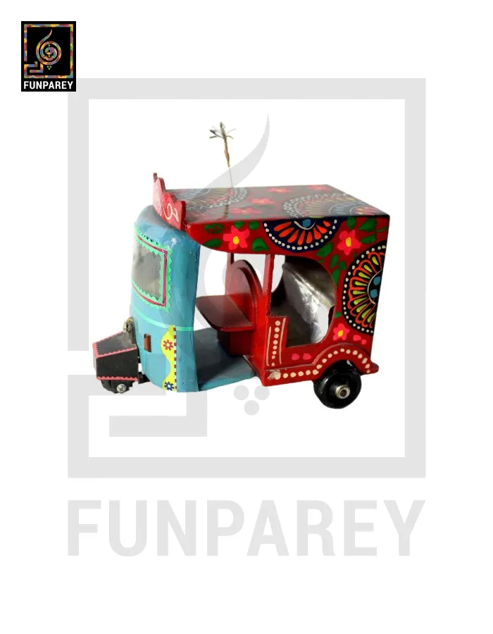 Handmade Wooden Colorful Rickshaw with Truck Art