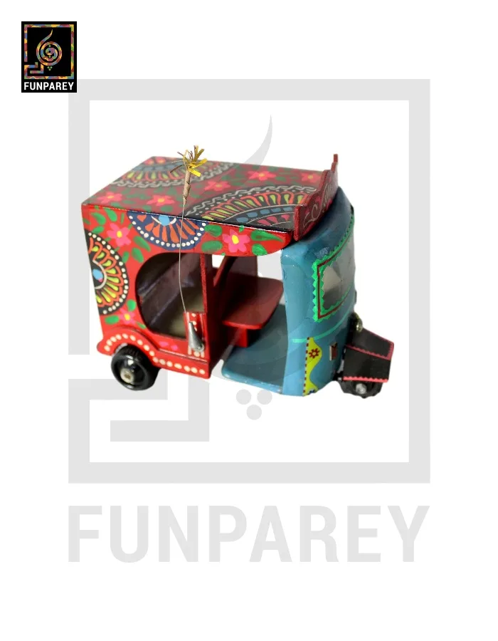 Handmade Wooden Colorful Rickshaw with Truck Art
