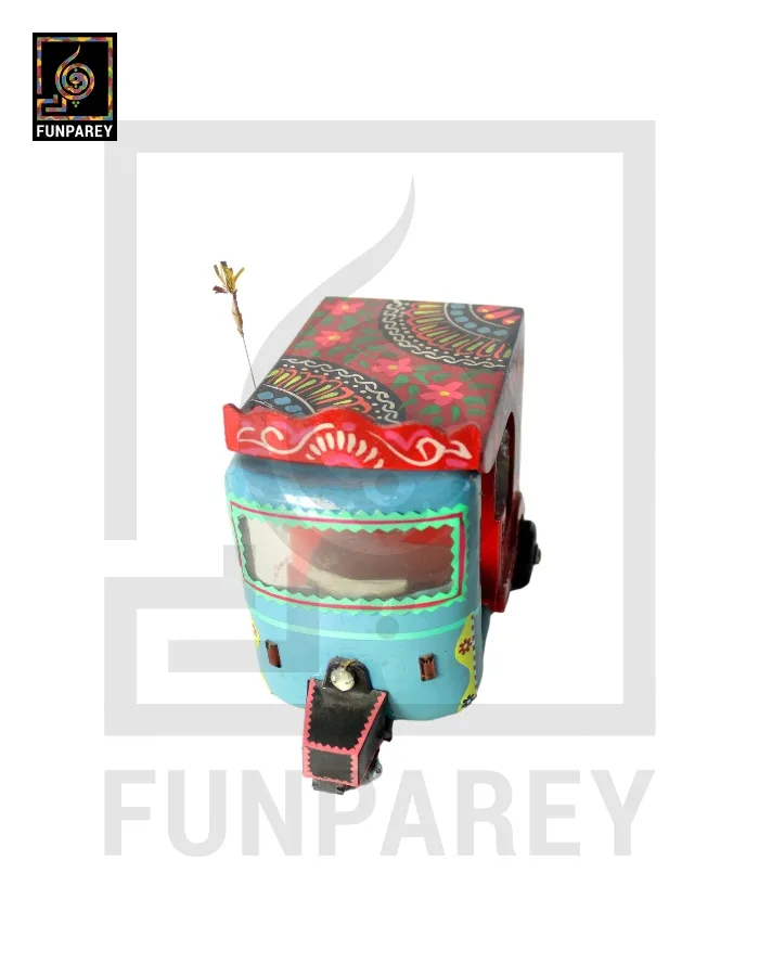 Handmade Wooden Colorful Rickshaw with Truck Art