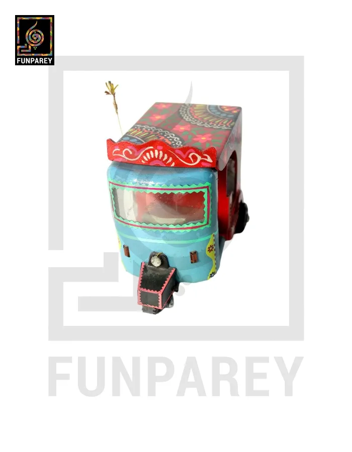 Handmade Wooden Colorful Rickshaw with Truck Art