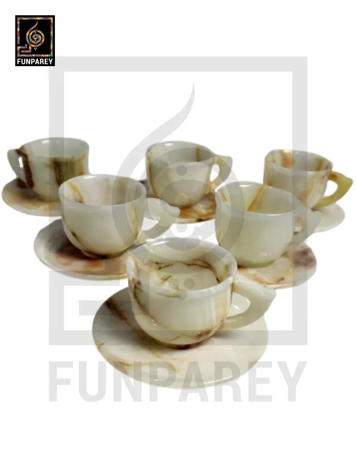 Onyx Stone Tea Cup Set (6 Cups & Saucers)