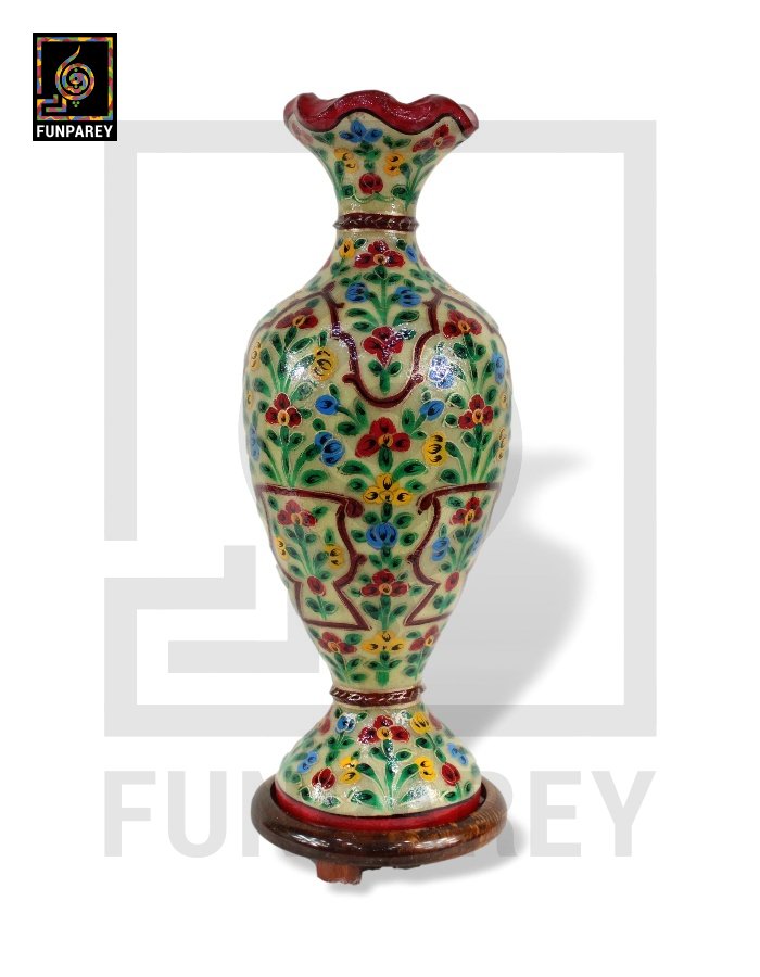Camel Skin Vase Lamp 24" Marbled Floral Motif