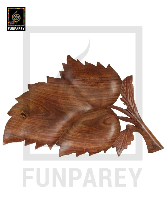 Handmade Wooden Leaf Tray 18"