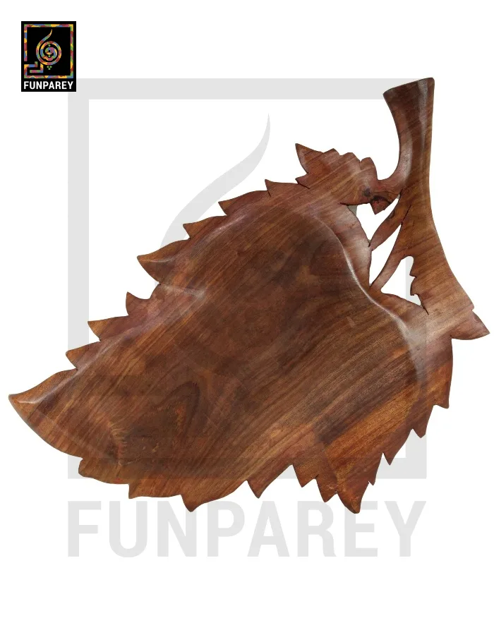 Handmade Wooden Leaf Tray 18"