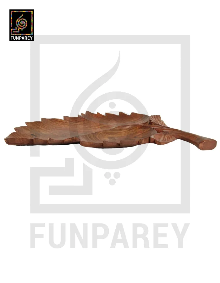 Handmade Wooden Leaf Tray 18"