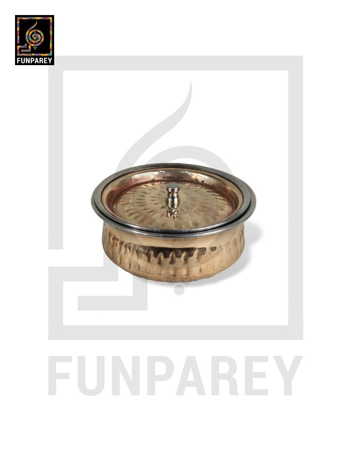 Copper Enclosed Stainless Steel Handi and Food Warmer Set (4 Pieces)