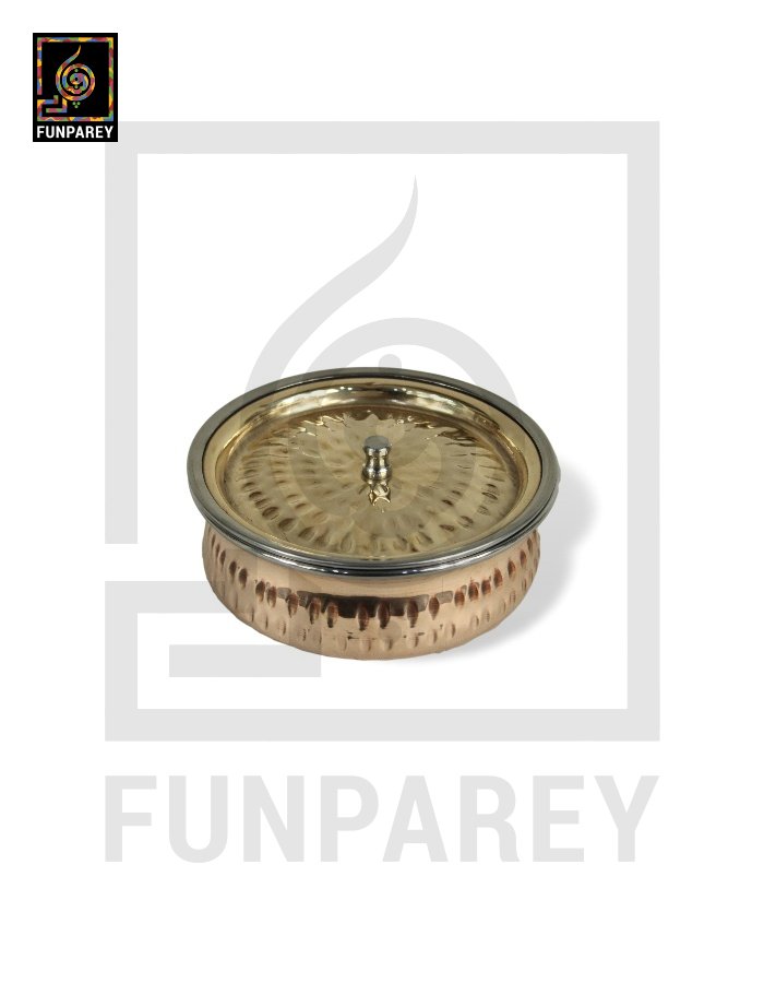 Copper Enclosed Stainless Steel Handi and Food Warmer Set (4 Pieces)