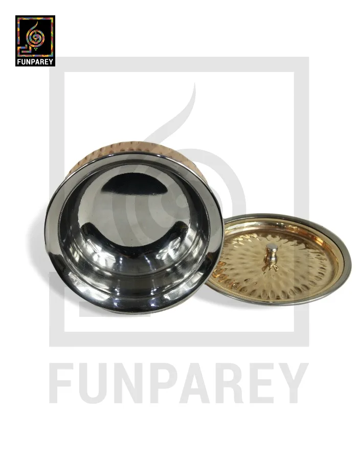 Copper Enclosed Stainless Steel Handi and Food Warmer 6" (Medium)