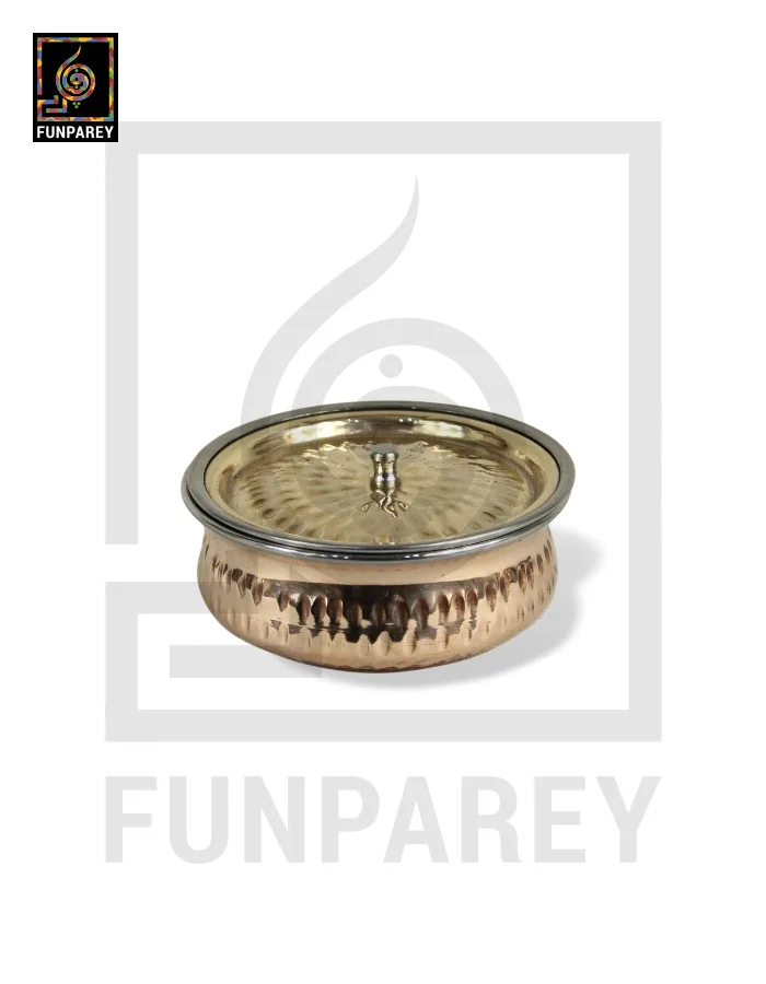 Copper Enclosed Stainless Steel Handi and Food Warmer 6" (Medium)