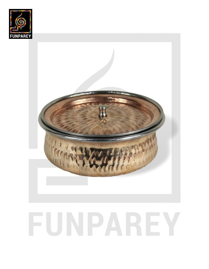Copper Enclosed Stainless Steel Handi and Food Warmer Set (4 Pieces)