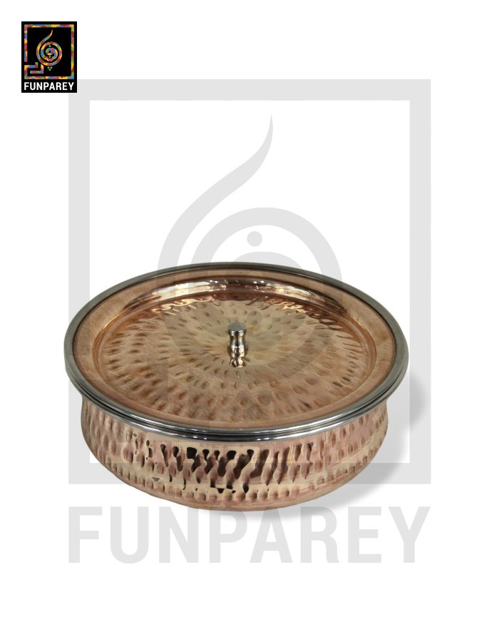 Copper Enclosed Stainless Steel Handi and Food Warmer Set (4 Pieces)